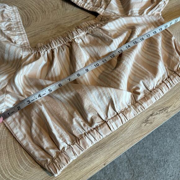 American Eagle Puff-Sleeve Bubble Top Shirt Striped XL - Picture 7 of 9